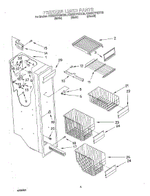 04 - Freezer Liner parts for Kitchenaid Refrigerator KSRS27FGWH03 from AppliancePartsPros.com