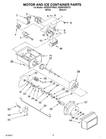 05 - Motor And Ice Container parts for Kitchenaid Refrigerator KSRD25FKWH01 from AppliancePartsPros.com