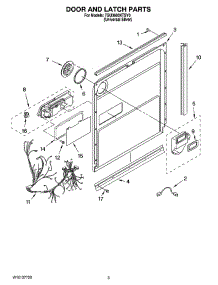 03 - Door And Latch Parts parts for Whirlpool Dishwasher 7GU3600XTSY0 from AppliancePartsPros.com