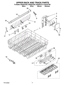 09 - Upper Rack And Track Parts parts for Whirlpool Dishwasher GU2455XTST2 from AppliancePartsPros.com