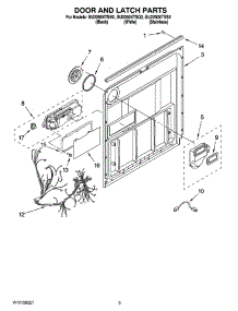 03 - Door And Latch Parts parts for Whirlpool Dishwasher GU2200XTSS2 from AppliancePartsPros.com