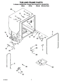 07 - Tub And Frame Parts parts for Whirlpool Dishwasher GU2500XTPS6 from AppliancePartsPros.com
