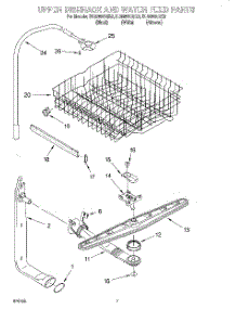 05 - Upper Dishrack And Water Feed parts for Whirlpool Dishwasher DU925SCGZ2 from AppliancePartsPros.com