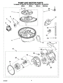 08 - Pump And Motor Parts parts for Whirlpool Dishwasher DU1050XTPQ1 from AppliancePartsPros.com