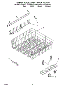 09 - Upper Rack And Track Parts parts for Whirlpool Dishwasher GU1200XTLT3 from AppliancePartsPros.com