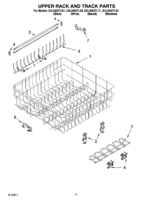 09 - Upper Rack And Track Parts parts for Whirlpool Dishwasher DUL300XTLB1 from AppliancePartsPros.com