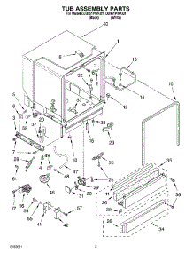 03 - Tub Assembly parts for Whirlpool Dishwasher DU951PWKB1 from AppliancePartsPros.com