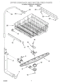 05 - Upper Dishrack & Water Feed parts for Whirlpool Dishwasher GU960SCGB0 from AppliancePartsPros.com