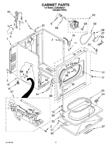 02 - Cabinet parts for Whirlpool Dryer LGB6200KQ1 from AppliancePartsPros.com