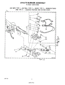04 - 694670 Burner parts for Whirlpool Dryer LG6811XPW0 from AppliancePartsPros.com