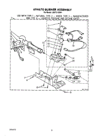 05 - 694670 Burner Assembly parts for Whirlpool Dryer LG5721XSW1 from AppliancePartsPros.com