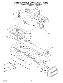 05 - Motor And Ice Container parts for Whirlpool Refrigerator ED5GTFXKQ00 from AppliancePartsPros.com