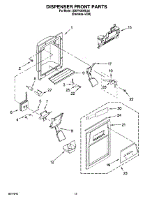 08 - Dispenser Front Parts parts for Whirlpool Refrigerator GD5YHAXNL04 from AppliancePartsPros.com