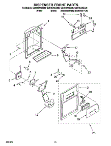 08 - Dispenser Front Parts parts for Whirlpool Refrigerator GD5RHAXSB00 from AppliancePartsPros.com