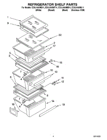03 - Refrigerator Shelf Parts parts for Whirlpool Refrigerator ED5LHAXMT11 from AppliancePartsPros.com