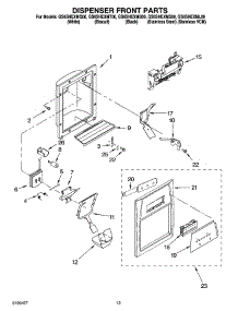 08 - Dispenser Front Parts parts for Whirlpool Refrigerator GS6SHEXML00 from AppliancePartsPros.com