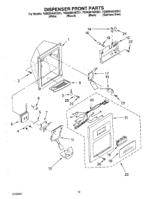 08 - Dispenser Front parts for Whirlpool Refrigerator 7GS6SHAXKB01 from AppliancePartsPros.com