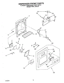 08 - Dispenser Front parts for Whirlpool Refrigerator ED2NTQXKT04 from AppliancePartsPros.com