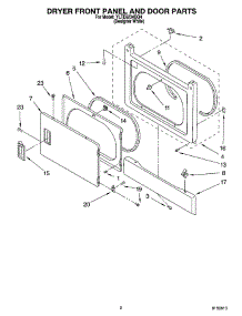 02 - Dryer Front Panel And Door Parts parts for Whirlpool Washer Dryer Combo YLTE6234DQ4 from AppliancePartsPros.com