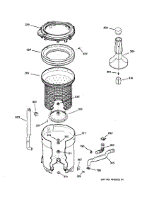 03 - Tub, Basket & Agitator parts for Ge Washer WJSR2070B4WW from AppliancePartsPros.com