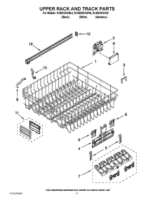 09 - Upper Rack And Track Parts parts for Kitchenaid Dishwasher KUDE20IXWH6 / from AppliancePartsPros.com