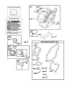 Cylinder, Gasket Set - Engine, Operator's Manual, Piston, Rings, Connecting Rod, Warning Label parts for Briggs & Stratton Engine 050032-0127-E1 from AppliancePartsPros.com