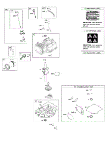 Camshaft, Crankshaft, Cylinder, Gasket Set, Operator's Manual, Piston / Rings / Connecting Rod, Sump, Warning Label parts for Briggs & Stratton Engine 09P702-0118-H1 from AppliancePartsPros.com