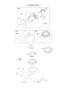 Blower Housing / Shrouds, Flywheel, Rewind Starter parts for Briggs & Stratton Engine 09T702-2047-B1 from AppliancePartsPros.com