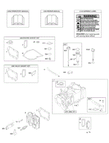 Cylinder, Cylinder Head, Gasket Set - Engine, Gasket Set - Valve, Lubrication, Operator's Manual, Warning Label parts for Briggs & Stratton Engine 09T802-0112-B1 from AppliancePartsPros.com
