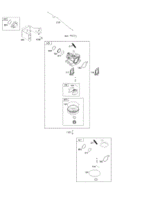 Carburetor parts for Briggs & Stratton Engine 104M02-0005-F1 from AppliancePartsPros.com