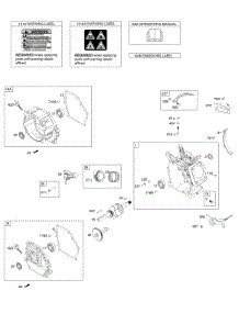 Camshaft, Crankcase Cover, Crankshaft, Cylinder, Operator's Manual, Piston / Rings / Connecting Rod, Warning Label parts for Briggs & Stratton Engine 106232-0061-H1 from AppliancePartsPros.com