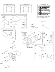 Cylinder, Cylinder Head, Gasket Set - Engine, Gasket Set - Valve, Lubrication, Operator's Manual, Warning Label parts for Briggs & Stratton Engine 10D902-0117-E1 from AppliancePartsPros.com