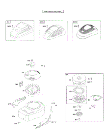 Blower Housing / Shrouds, Flywheel, Rewind Starter parts for Briggs & Stratton Engine 10G902-0127-B1 from AppliancePartsPros.com
