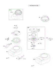 Blower Housing / Shrouds, Flywheel, Rewind Starter parts for Briggs & Stratton Engine 10J902-0141-E1 from AppliancePartsPros.com