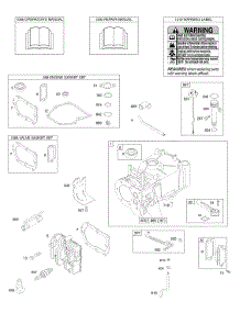 Cylinder, Cylinder Head, Gasket Set - Engine, Gasket Set - Valve, Lubrication, Operator's Manual, Warning Label parts for Briggs & Stratton Engine 10M902-0397-E1 from AppliancePartsPros.com