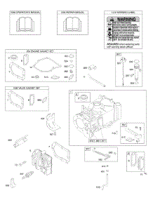 Cylinder, Cylinder Head, Gasket Set - Engine, Gasket Set - Valve, Lubrication, Operator's Manual, Warning Label parts for Briggs & Stratton Engine 10N902-0441-E1 from AppliancePartsPros.com