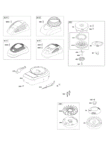 Blower Housing / Shrouds, Flywheel, Rewind Starter parts for Briggs & Stratton Engine 10T602-0133-H1 from AppliancePartsPros.com