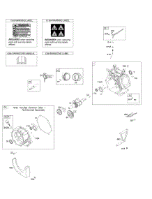 Camshaft, Crankcase Cover, Crankshaft, Cylinder, Exhaust Bracket, Operator's Manual, Piston / Rings / Connecting Rod, Warning Label parts for Briggs & Stratton Engine 250035-0110-B2 from AppliancePartsPros.com