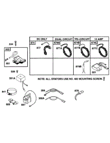 Alternator Chart, Elect parts for Briggs & Stratton Engine 253702-0315-01 from AppliancePartsPros.com