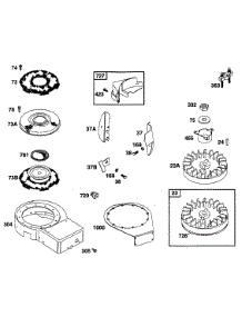 Blower Hsg, Flywheel, Screen parts for Briggs & Stratton Engine 253707-0198-01 from AppliancePartsPros.com