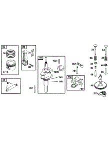 Piston Grp, Crankshaft, Cam parts for Briggs & Stratton Engine 253707-0208-01 from AppliancePartsPros.com