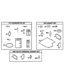 Gasket Sets parts for Briggs & Stratton Engine 255707-0122-01 from AppliancePartsPros.com