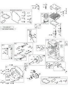 Cam, Crankcase Cover / Sump, Crankshaft, Cylinder, Head / Valves, Kits / Gasket Sets - Engine, Kits / Gasket Sets - Valves, Oil, Piston parts for Briggs & Stratton Engine 256422-1070-E2 from AppliancePartsPros.com