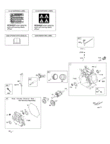Camshaft, Crankcase Cover, Crankshaft, Cylinder, Lubrication, Operator's Manual, Piston / Rings / Connecting Rod, Warning Label parts for Briggs & Stratton Engine 25M137-0007-F1 from AppliancePartsPros.com