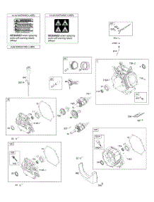 Camshaft, Crankcase Cover, Crankshaft, Cylinder, Piston / Rings / Connecting Rod, Warning Label parts for Briggs & Stratton Engine 25N132-0002-G1 from AppliancePartsPros.com