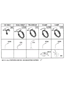 Alternator Chart parts for Briggs & Stratton Engine 261777-0016-01 from AppliancePartsPros.com