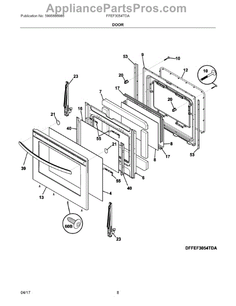 Frigidaire Gas Range Inner Oven Door Glass Replacement (5304503232) 