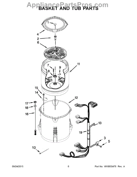 Whirlpool W10752719 Inner Tub Basket (AP5956382) - AppliancePartsPros.com
