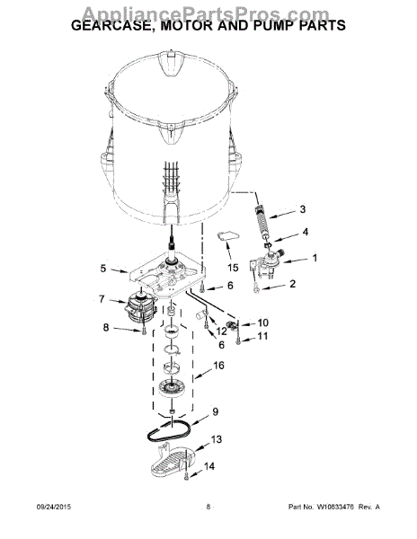 Whirlpool W11454734 Washer Gear Case (AP6993915) - AppliancePartsPros.com