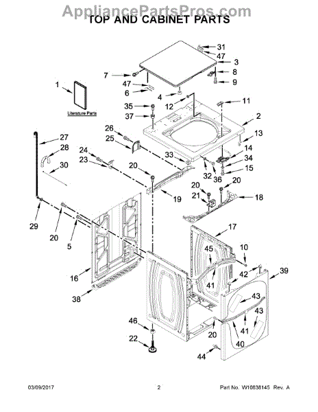 Whirlpool W10461180 Cover (AP5670872) - AppliancePartsPros.com